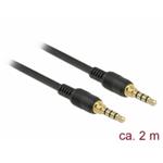 Delock Kabel Stereo Jack 3,5 mm 4 pin samec > samec 2 m černý 85598