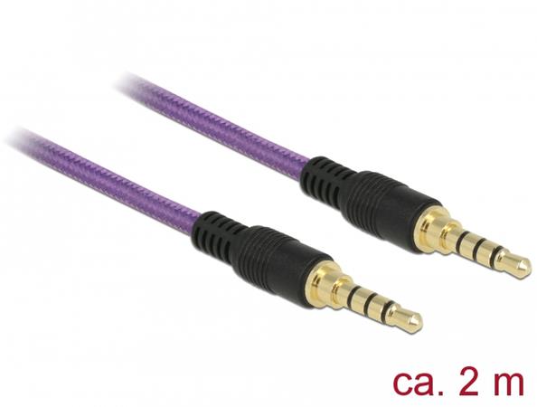 Delock Kabel Stereo Jack 3,5 mm 4 pin samec > samec 2 m fialový 85599