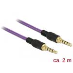 Delock Kabel Stereo Jack 3,5 mm 4 pin samec > samec 2 m fialový 85599