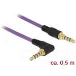 Delock Kabel Stereo Jack 3,5 mm 4 pin samec > samec pravoúhlý 0,5 m fialový 85608