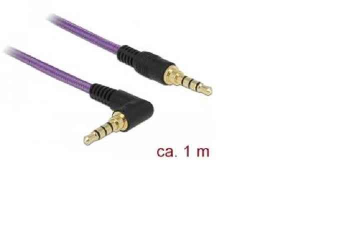 Delock Kabel Stereo Jack 3,5 mm 4 pin samec > samec pravoúhlý 1 m fialový 85611