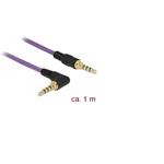 Delock Kabel Stereo Jack 3,5 mm 4 pin samec > samec pravoúhlý 1 m fialový 85611