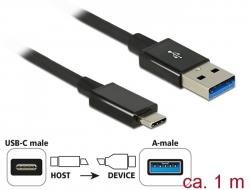 Delock Kabel SuperSpeed USB 10 Gbps (USB 3.1 Gen 2) USB Type-C™ samec > USB Typ-A samec 1 m koaxiál černý Premium 83983