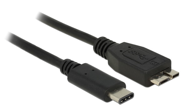 Delock kabel SuperSpeed USB 10 Gbps (USB 3.1, Gen 2) USB Type-C™ samec > USB type Micro-B samec 0.5 m černý 83676