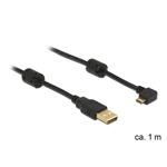 Delock kabel USB 2.0 A samec > USB micro B samec, pravoúhlý 270°, 1m 83250