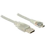 Delock Kabel USB 2.0 Typ-A samec > USB 2.0 Micro-B samec 5m transparentní 83903