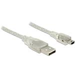 Delock Kabel USB 2.0 Typ-A samec > USB 2.0 Mini-B samec 2m transparentní 83907