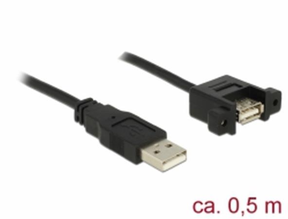 Delock Kabel USB 2.0 Typ-A samec > USB 2.0 Typ-A samice montážní panel 0,5 m 85461