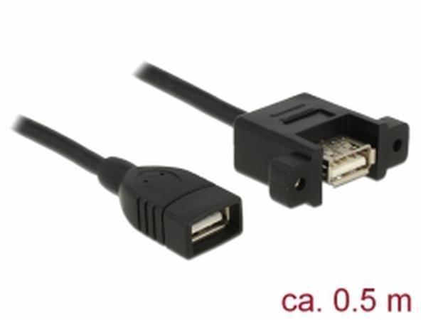 Delock Kabel USB 2.0 Typ-A samice > USB 2.0 Typ-A samice montážní panel 0,5 m 85459