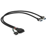 Delock kabel USB 3.0 pin konektor samice + USB 2.0 pin konektor samice > 2 x USB 3.0 A samice 45 cm 83829