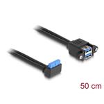 Delock Kabel USB 5 Gbps ze zásuvkového pinového konektoru, na 2 x zásuvky rozhraní USB 5 Gbps Typ-A, k vestavění, 83007