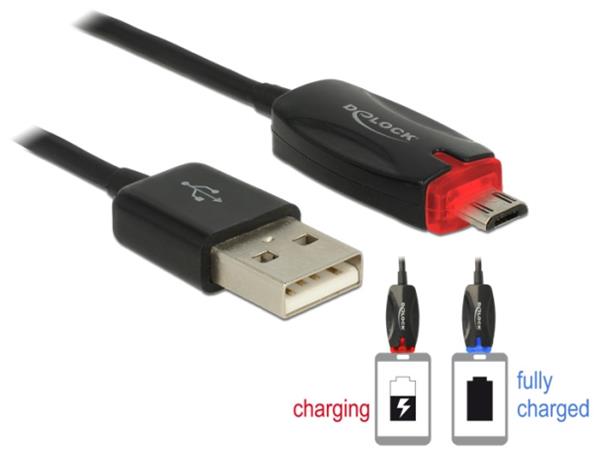 DeLOCK - Kabel USB - Micro USB typ B (M) do USB (M) - 1 m - černá 83573