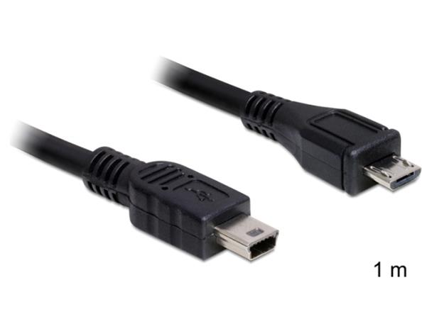 DeLOCK - Kabel USB - mini-USB Type B (M) do Micro USB typ B (M) - USB 2.0 - 1 m - černá 83177