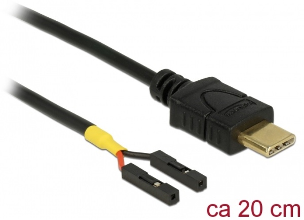 Delock Kabel USB Type-C™ samec > 2 x pin konektor samice oddělení napájení 20 cm 85395