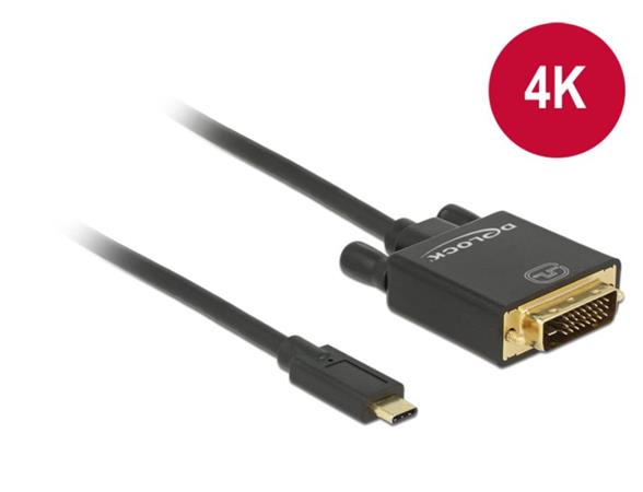 Delock Kabel USB Type-C™ samec > DVI 24+1 samec (DP Alt Mód) 4K 30 Hz 3 m černý 85322