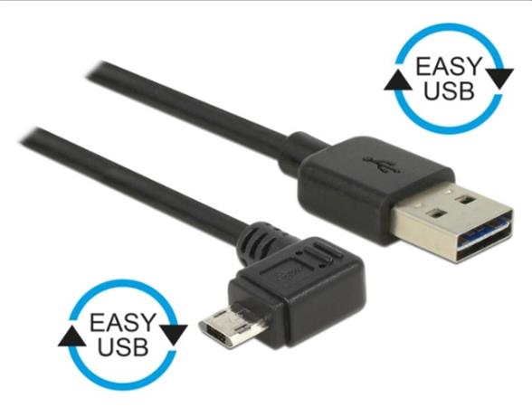 DeLOCK - Kabel USB - USB (M) rovné do Micro USB typ B (M) úhlový - USB 2.0 - 2 m - reverzibilní kon 83853