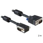 Delock Kábel VGA HD 15pin samec/15pin same dvojité tienenie s feritmi, uhlový 2m 83173