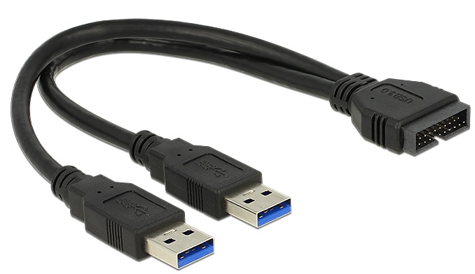 DeLOCK - Kabel z USB iinterní na externí - 19 pin USB 3.0 header (M) do USB typ A (M) - 25 cm - čer 83910