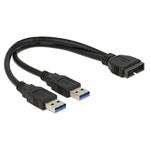 DeLOCK - Kabel z USB iinterní na externí - 19 pin USB 3.0 header (M) do USB typ A (M) - 25 cm - čer 83910