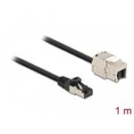 Delock Kabel ze zástrčky RJ45 na zásuvku RJ45 modulu Keystone, Cat.6A, délka 1 m, černý 87027