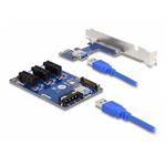 Delock Karta PCI Express Riser x1 na 3 x PCIe x1, s 50 cm USB kabelem 41442