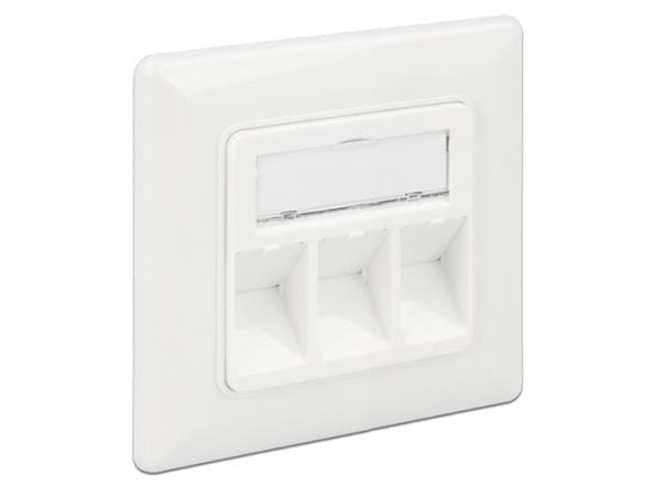 DeLOCK Keystone Wall Outlet - Zásuvka pro povrchovou montáž - čistě bílá, RAL 9010 - 3 porty