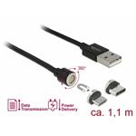 Delock Magnetický USB datový a napájecí kabelový set pro Micro USB / USB Type-C™ černý 1,1 m 85723