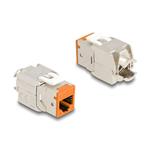 Delock Modul Keystone ze zásuvkového konektoru RJ45 na LSA Cat.6A, beznástrojový, oranžová, sada 10 kusů 88117