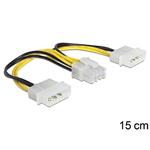 Delock napájací kábel 8 Pin EPS > 2 x 4 Pin molex, 15 cm 83410