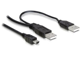 DeLock napájací Y kábel, 2xUSB A na mini USB B, 1 meter