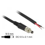 Delock Napájecí kabel DC 5,5 x 2,1 x 9,5 mm šroubovací s odhalenými konci drátů 95 cm 89907