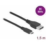 Delock Obousměrný kabel USB Type-C™ na DisplayPort (režim DP Alt) s certifikací 8K 60 Hz 1,5 m DP 8K 86040