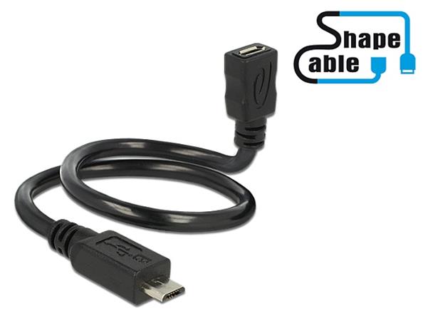 DeLOCK OTG ShapeCable - Prodlužovací šňůra USB - Micro USB typ B (F) do Micro USB typ B (M) - USB 2 83924