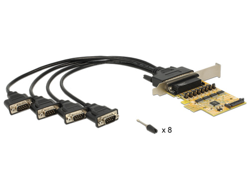 DeLock PCI Express Card > 4 x Serial with voltage supply - Sériový adaptér - PCIe 2.0 - RS-232 x 4 89447