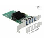 Delock PCI Express x4 Karta na 4 x externí USB 3.0 Quad Channel - Low Profile 89048