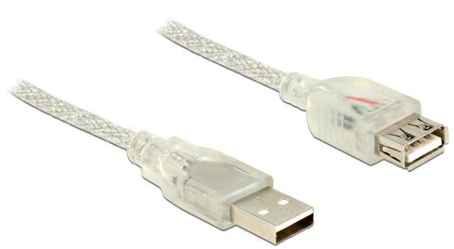 Delock Prodlužovací kabel USB 2.0 Typ-A samec > USB 2.0 Typ-A samice 3 m transparentní 83884