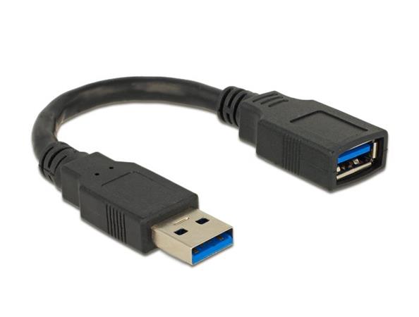 DeLOCK - Prodlužovací šňůra USB - USB typ A (M) do USB typ A (F) - USB 3.0 - 15 cm - černá 82776