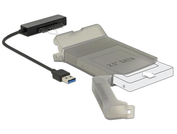 DeLOCK - Řadič úložiště - 2.5" - SATA 6Gb/s - 6 Gbit/s - USB 3.0 - šedá, černá 62742