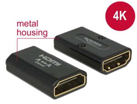 DeLOCK - Redukce HDMI - HDMI (F) do HDMI (F) - černá - podporuje 4K 65659