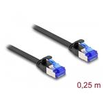 Delock RJ45 Plochý spojovací kabel ze zástrčky na zástrčku, Cat.6A, ohebný, 0,25 m, černý