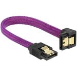 Delock SATA kabel 6 Gb/s, 50 cm otočený dole/rovný, kovové svorky, fialový Premium 83696