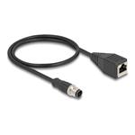 Delock - Síťový kabel - 4 piny M12 (M) do RJ-45 (F) - 50 cm - 5 mm - S/FTP - CAT 5e - IP67 - černá 60067