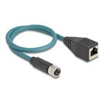 Delock - Síťový kabel - 8kolíkový M12 (F) do RJ-45 (F) - 50 cm - 6.2 mm - S/FTP - CAT 6a - IP67 - č 60070