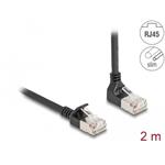 Delock Síťový kabel RJ45 Cat.6A S/FTP, Slim, zalomený nahoru o 90° / přímý, 2 m, černý 80288