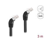 Delock Síťový kabel RJ45 Cat.6A S/FTP, zalomený dolů o 45°, 3 m, černý 80277