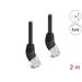 Delock Síťový kabel RJ45 Cat.6A S/FTP, zalomený nahoru o 45°, 2 m, černý 80270