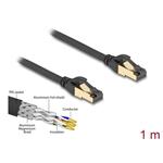 Delock Síťový kabel RJ45 Cat.6A zástrčky na zástrčku, S/FTP, černý, délky 1 m, Cat.7, silné tloušťky 80248