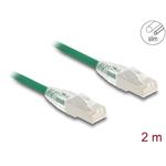 Delock Síťový kabel RJ45 Cat.6A, ze zástrčky na zástrčku, se zahnutou západkou, U/FTP, tenký, 2 m, zelený 80366