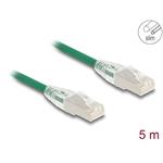 Delock Síťový kabel RJ45 Cat.6A, ze zástrčky na zástrčku, se zahnutou západkou, U/FTP, tenký, 5 m, zelený 80368