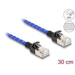 Delock Síťový kabel RJ45 s opleteným pláštěm, Cat. 6A, U/FTP Slim, 0,3 m, modrý 80375